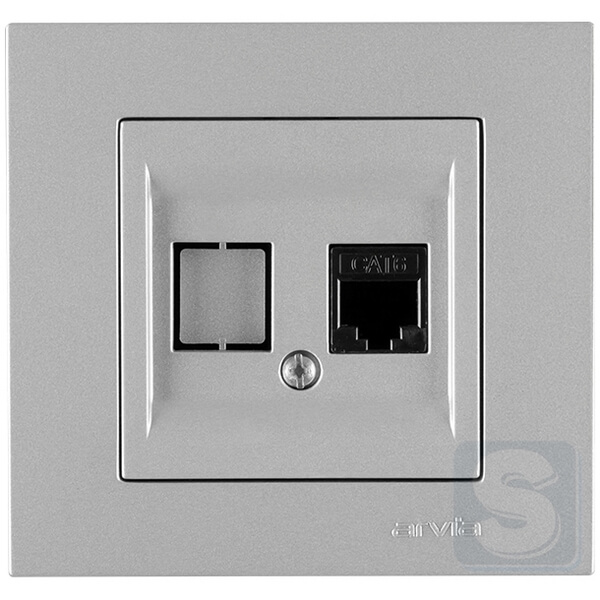 Розетка комп'ютерна RJ45 cat 6 Arvia Electric KAREN Срібло (20 03 2000 247)